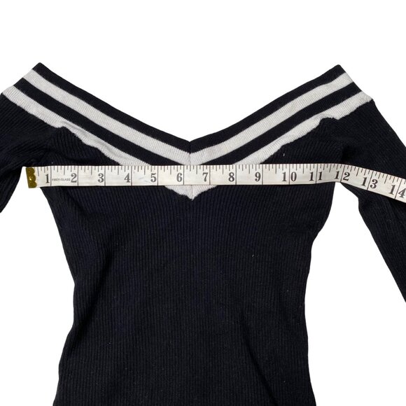Dynamite Off the Shoulder Long Top in Black and White, size Small - Picture 6 of 9